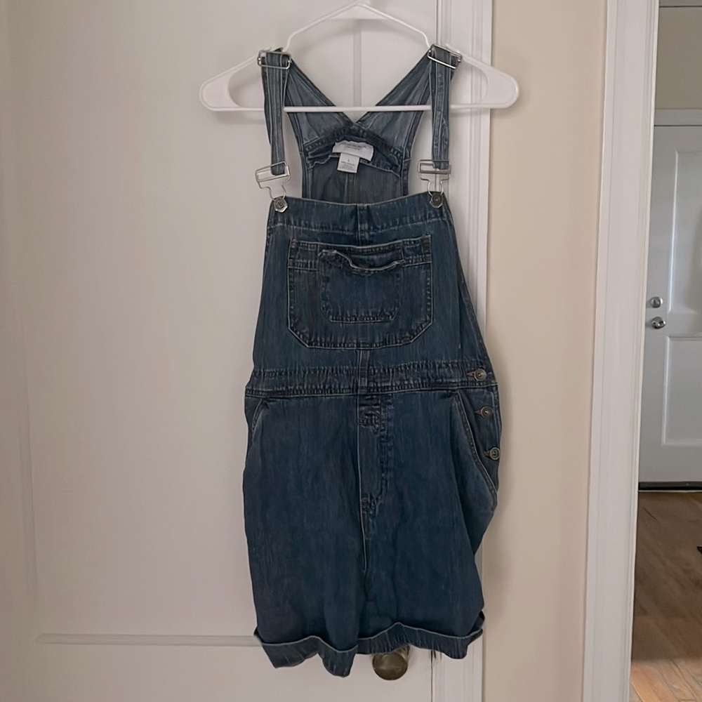 Denim overall shorts